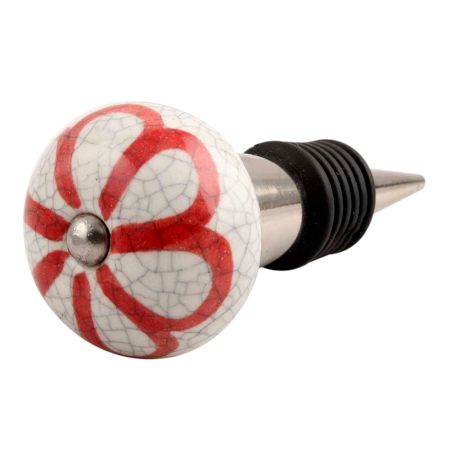 Red Sunflower Crackle Ceramic Wine Stopper